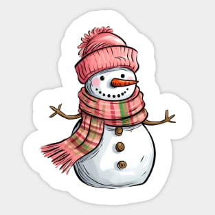 Cute Snowman Pink Christmas 2023 Sticker